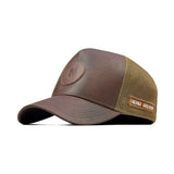 HEAD GEAR ASH BROWN FAUX LEATHER TRUCKER LIMITED EDITION CAP