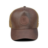 HEAD GEAR ASH BROWN FAUX LEATHER TRUCKER LIMITED EDITION CAP
