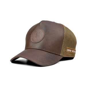 HEAD GEAR ASH BROWN FAUX LEATHER LIMITED EDITION CAP