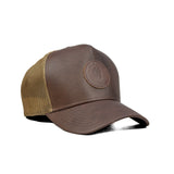 HEAD GEAR ASH BROWN FAUX LEATHER TRUCKER LIMITED EDITION CAP