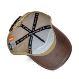 HEAD GEAR ASH BROWN FAUX LEATHER TRUCKER LIMITED EDITION CAP