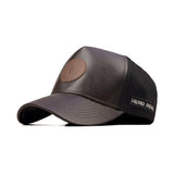 HEAD GEAR DARK BROWN FAUX LEATHER TRUCKER LIMITED EDITION CAP