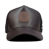 HEAD GEAR DARK BROWN FAUX LEATHER TRUCKER LIMITED EDITION CAP