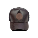 HEAD GEAR DARK BROWN FAUX LEATHER TRUCKER LIMITED EDITION CAP