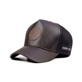 HEAD GEAR DARK BROWN FAUX LEATHER TRUCKER LIMITED EDITION CAP