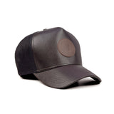 HEAD GEAR DARK BROWN FAUX LEATHER TRUCKER LIMITED EDITION CAP