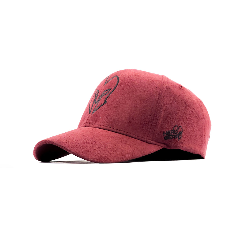 HEAD GEAR MAROON SUEDE LOGO CAP