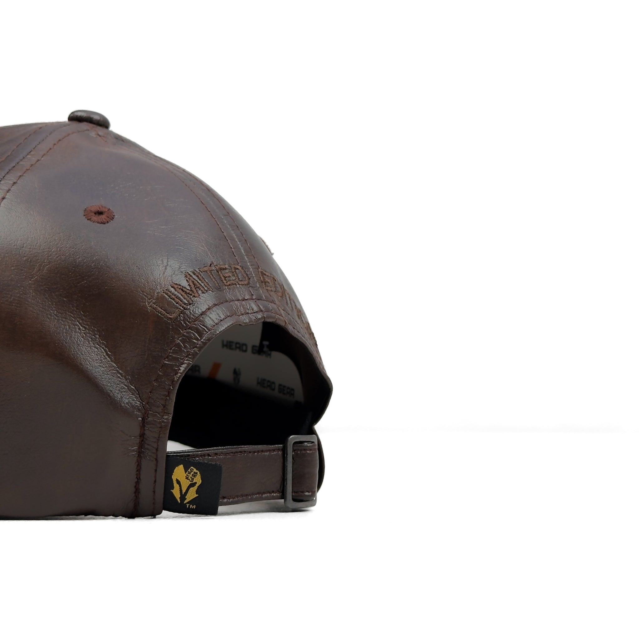 HEAD GEAR DARK BROWN FAUX LEATHER LIMITED EDITION CAP