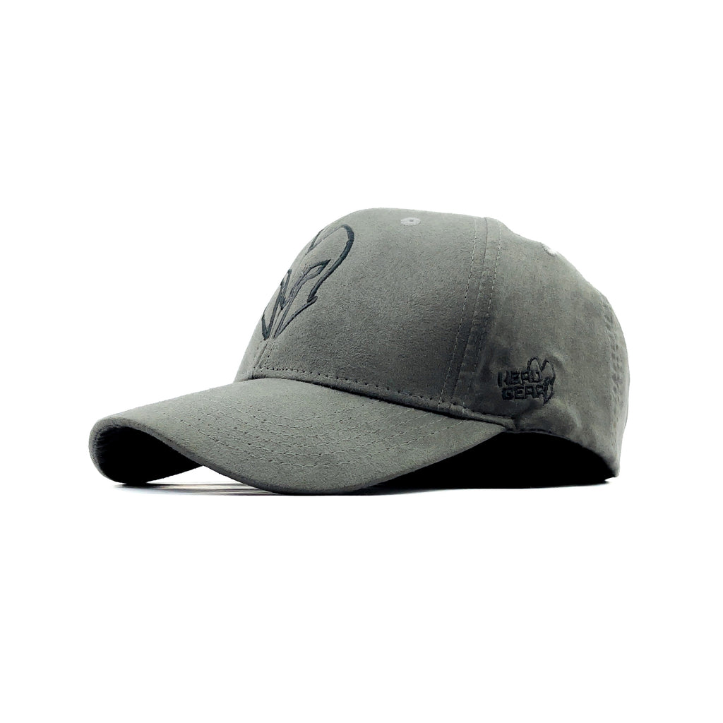 HEAD GEAR GREY SUEDE LOGO CAP