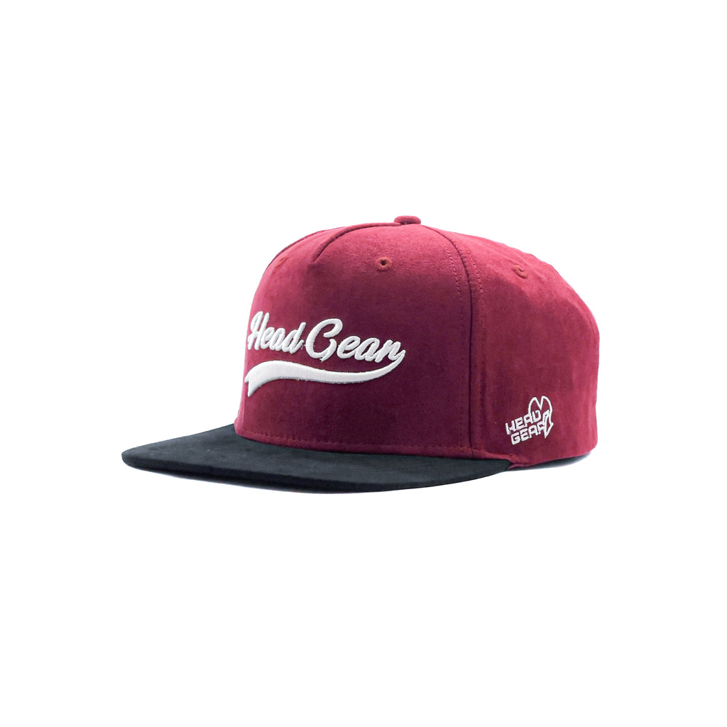 HEAD GEAR FLAT VISOR BURGUNDY SUEDE CAP