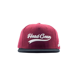 HEAD GEAR FLAT VISOR BURGUNDY SUEDE CAP