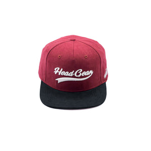 HEAD GEAR FLAT VISOR BURGUNDY SUEDE CAP