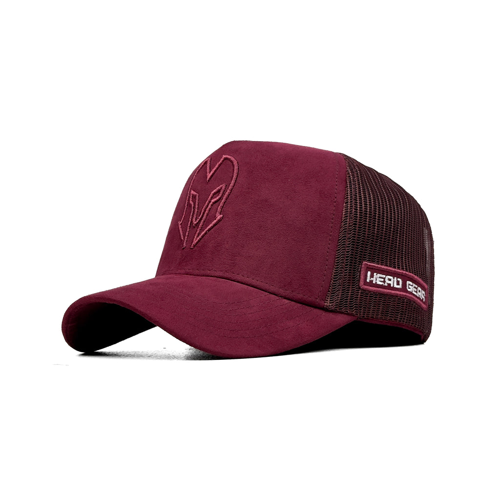 HEAD GEAR RED WINE SUPER SUEDE TRUCKER CAP