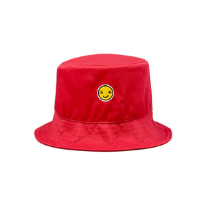 HEAD GEAR CHEERFUL SMILE RED BUCKET HAT