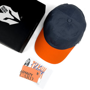 HEAD GEAR NAVY BLUE ORANGE DUAL TONE CAP