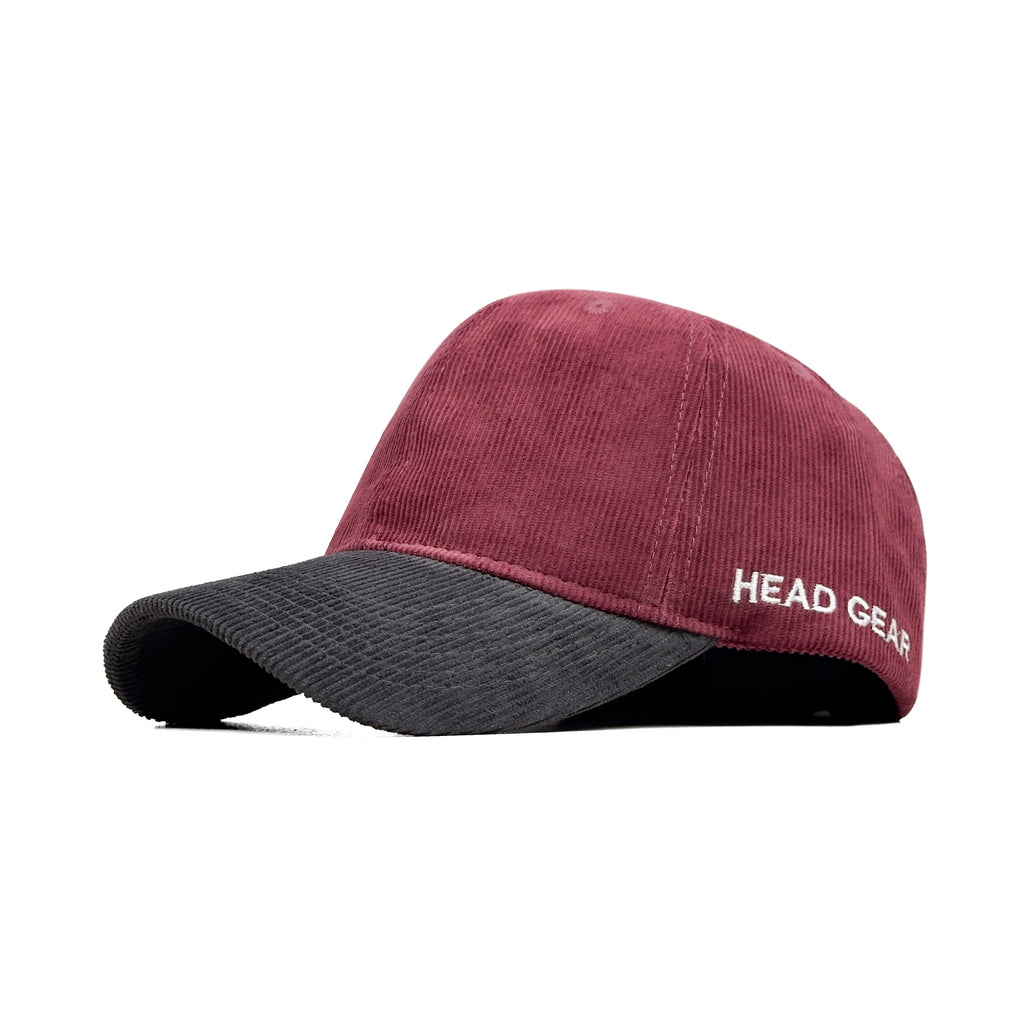 HEAD GEAR RED WINE GREY DUAL TONE CORD CAP