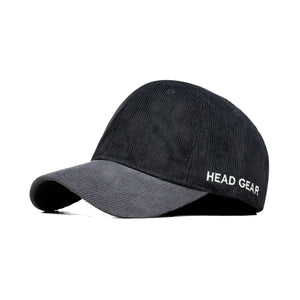 HEAD GEAR BLACK CHARCOAL GREY DUAL TONE CORD CAP