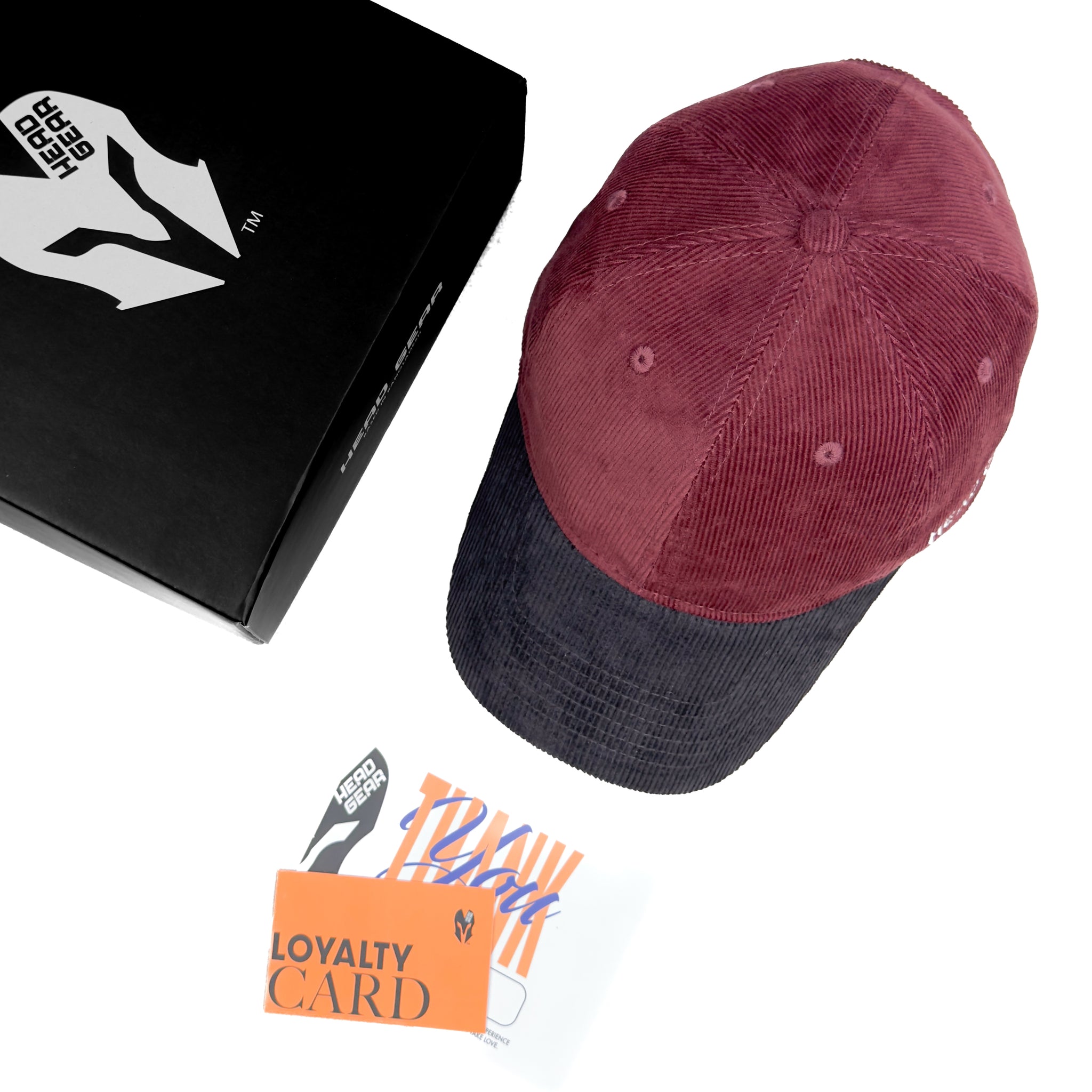 HEAD GEAR RED WINE GREY DUAL TONE CORD CAP