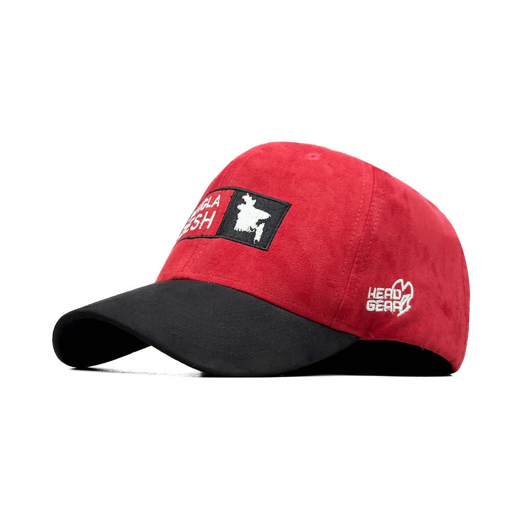 HEAD GEAR BANGLADESH RED BLACK SUEDE CAP