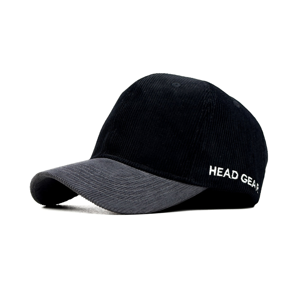 HEAD GEAR BLACK CHARCOAL GREY DUAL TONE CORD CAP