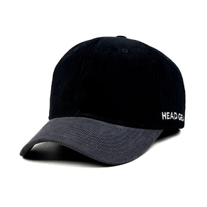 HEAD GEAR BLACK CHARCOAL GREY DUAL TONE CORD CAP