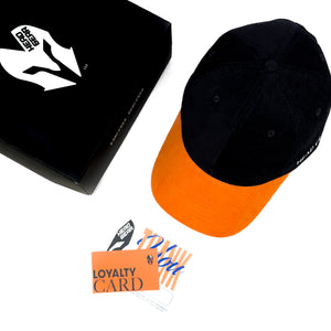 HEAD GEAR BLACK ORANGE DUAL TONE CORD CAP