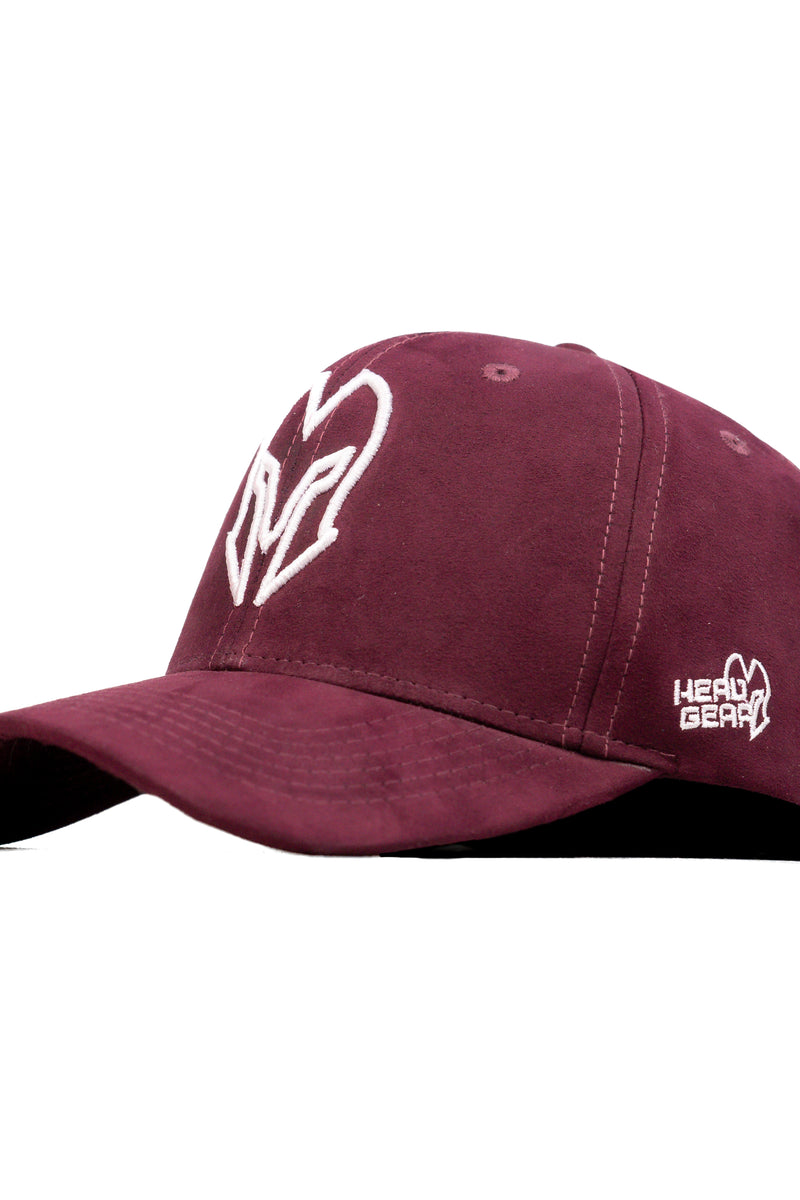 HEAD GEAR MAROON AND WHITE CONTRAST SUEDE CAP
