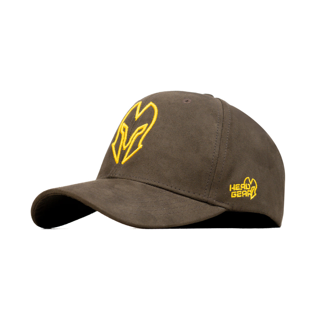 HEAD GEAR COFFEE AND GOLDEN CONTRAST SUEDE CAP