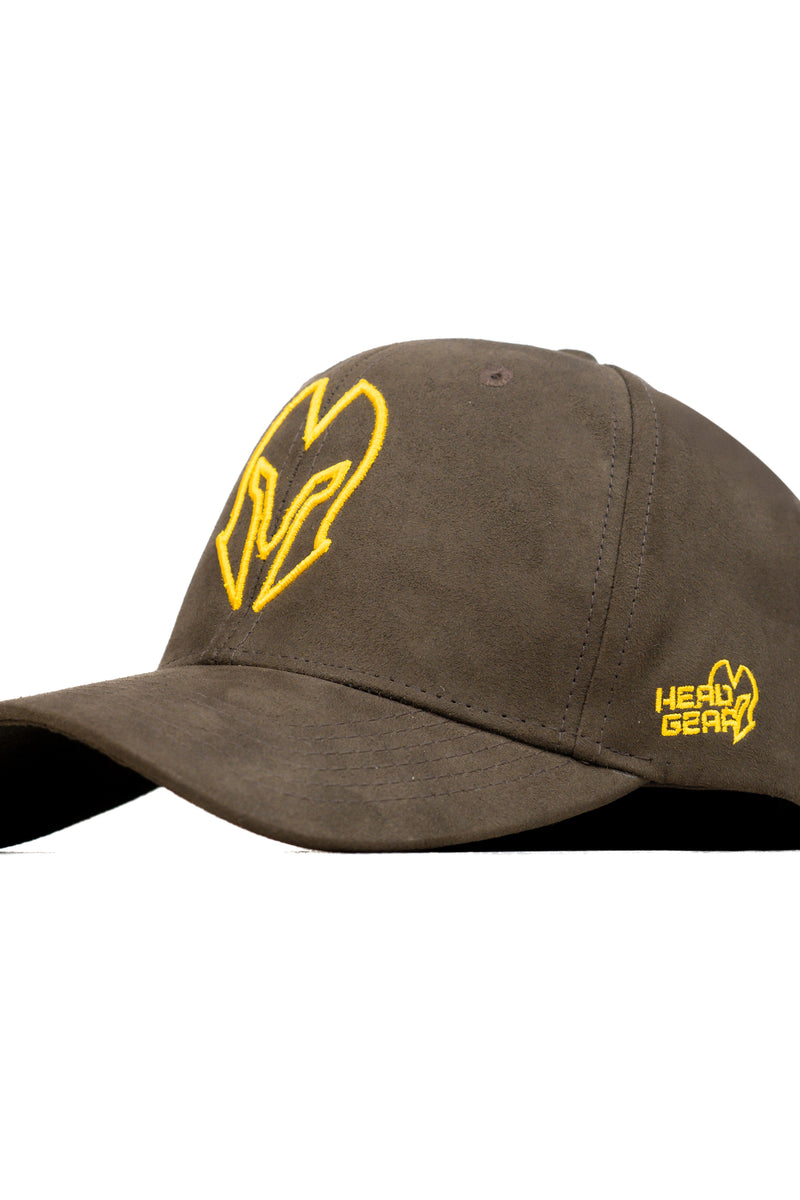 HEAD GEAR COFFEE AND GOLDEN CONTRAST SUEDE CAP