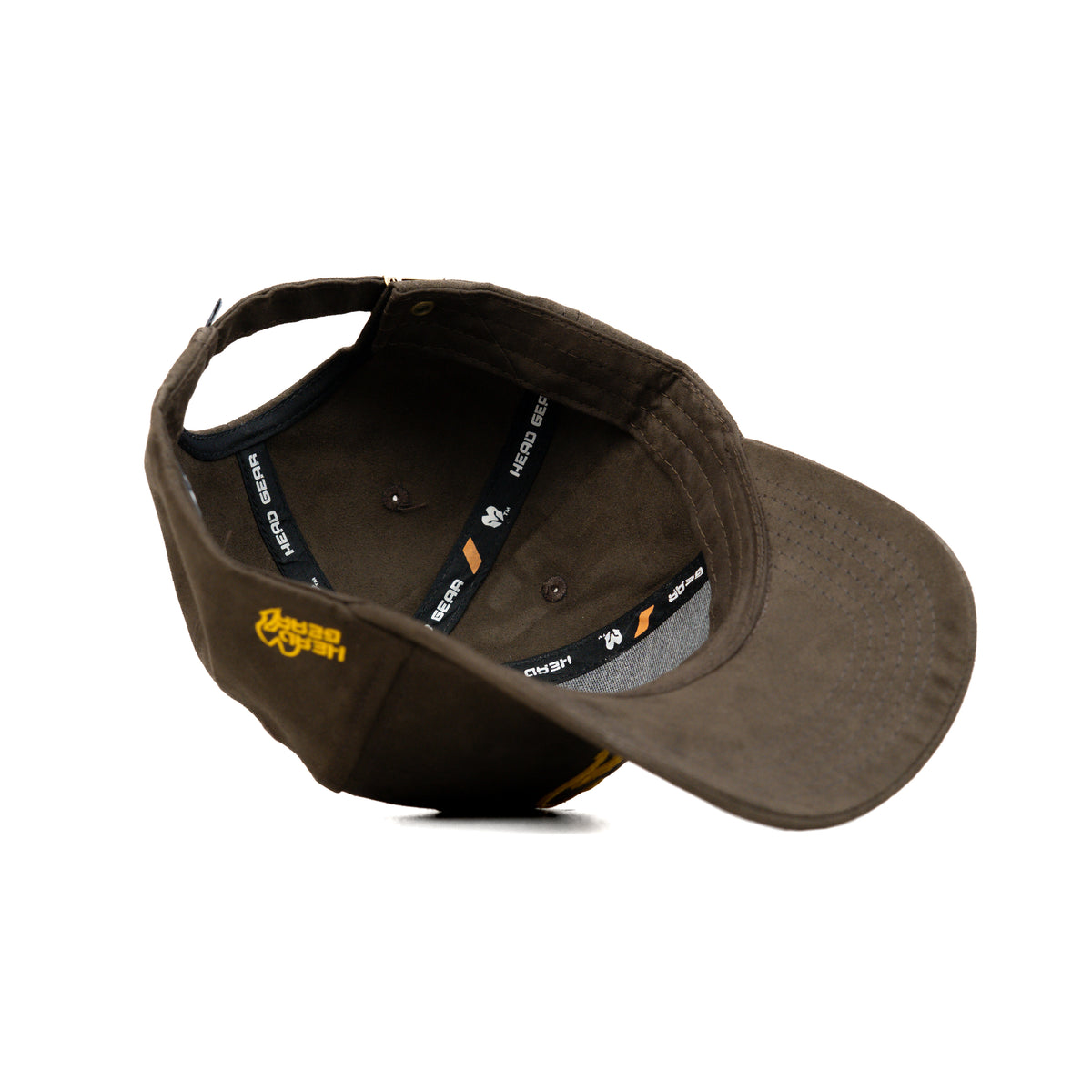 HEAD GEAR COFFEE AND GOLDEN CONTRAST SUEDE CAP