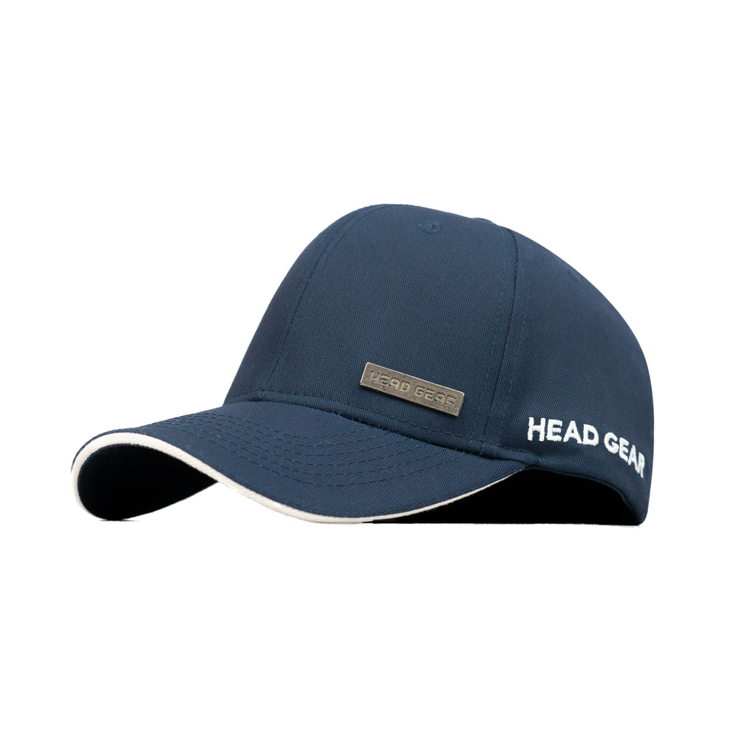 HEAD GEAR NAVY BLUE RUSTIC METAL PATCH SANDWICH CAP