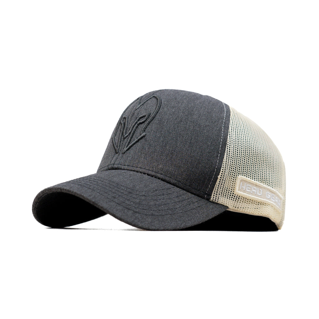 HEAD GEAR GREY BASEBALL TRUCKER CAP