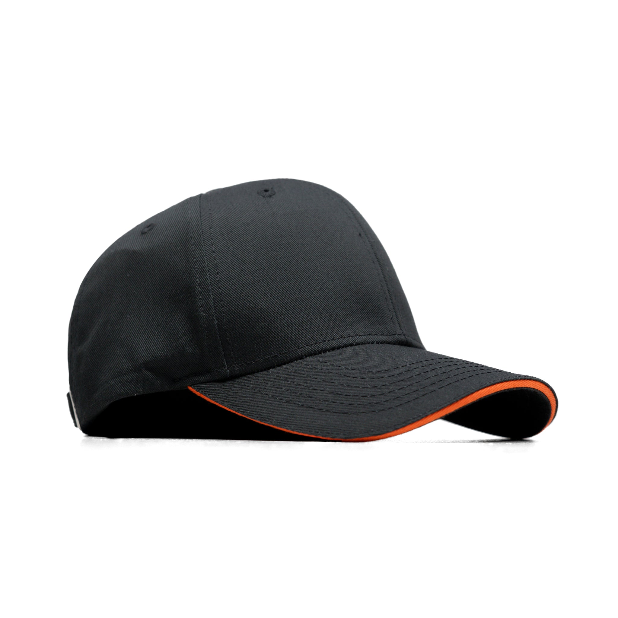 HEAD GEAR BLACK WITH ORANGE SANDWICH STRUCTURED CAP