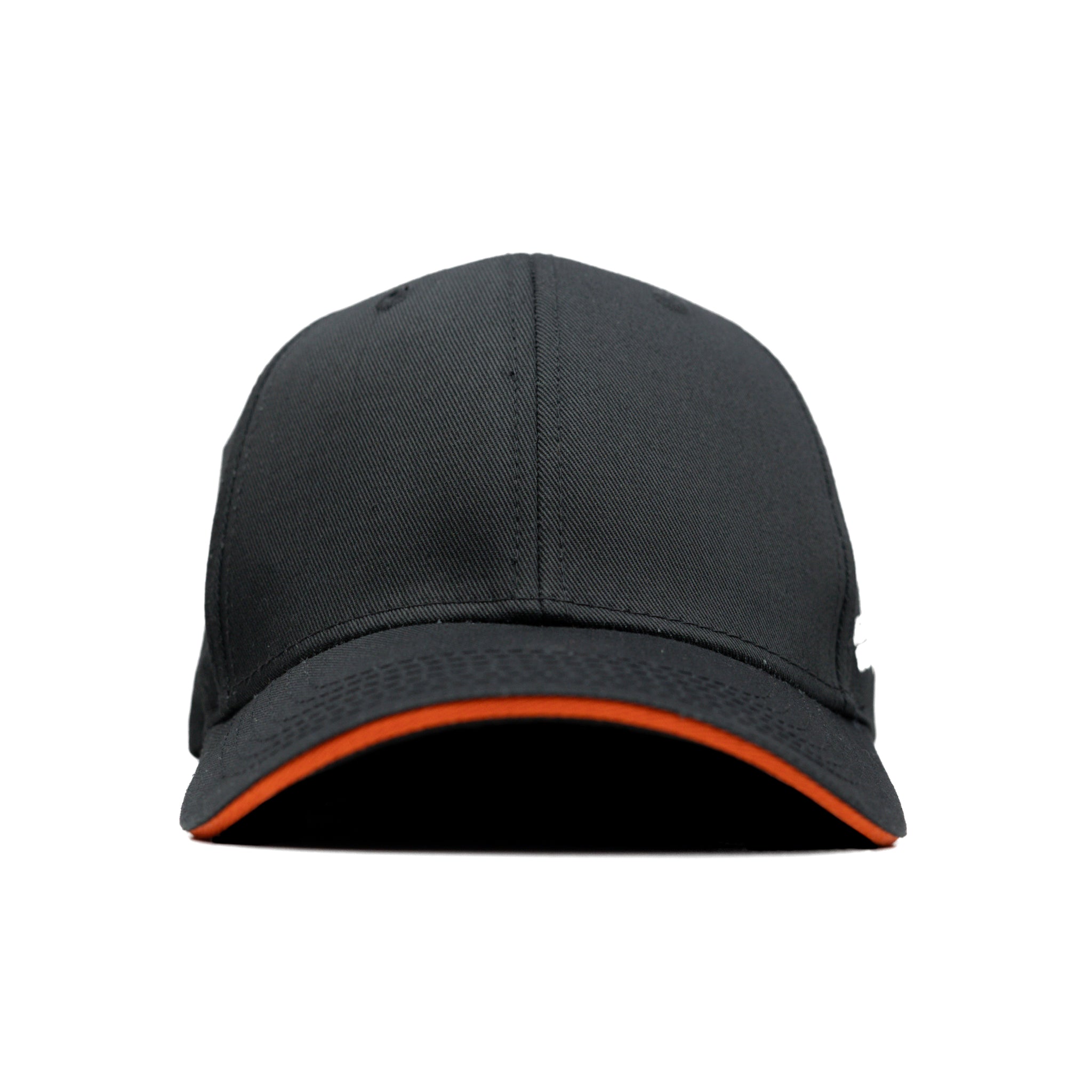 HEAD GEAR BLACK WITH ORANGE SANDWICH STRUCTURED CAP