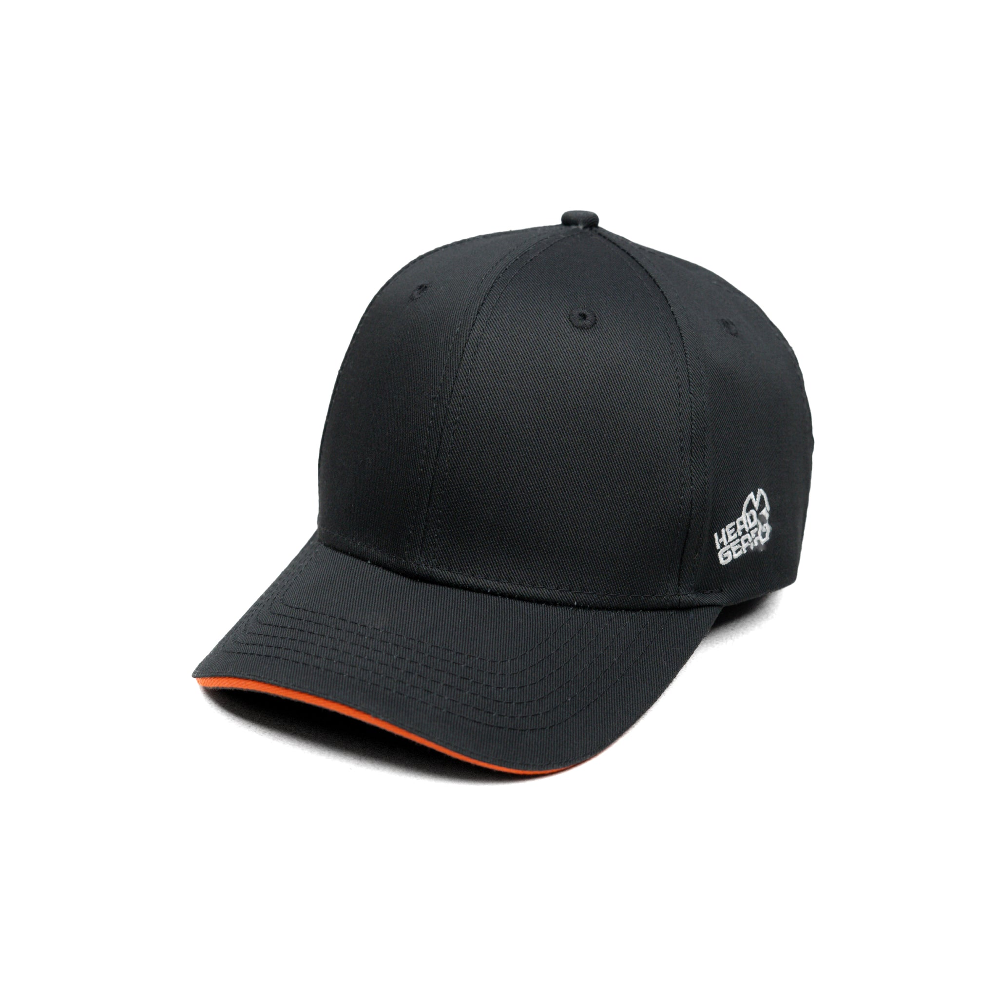 HEAD GEAR BLACK WITH ORANGE SANDWICH STRUCTURED CAP