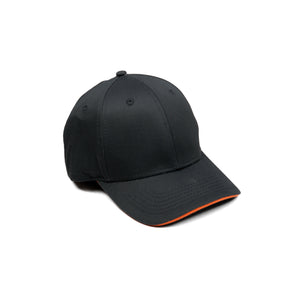 HEAD GEAR BLACK WITH ORANGE SANDWICH STRUCTURED CAP