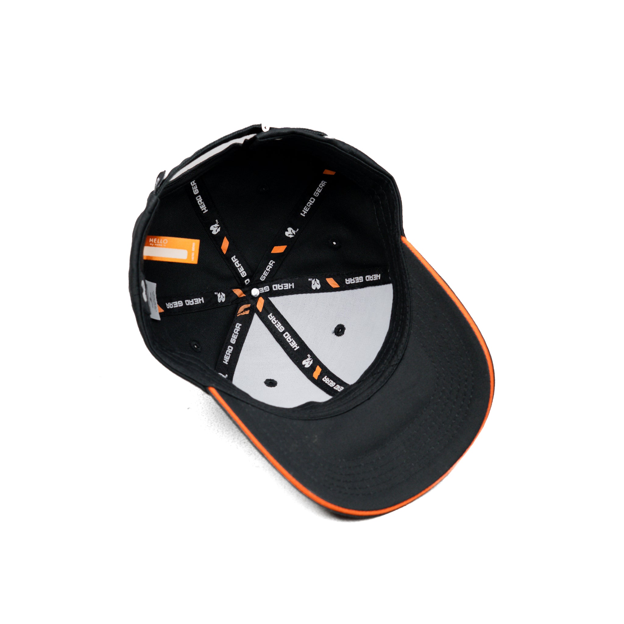 HEAD GEAR BLACK WITH ORANGE SANDWICH STRUCTURED CAP
