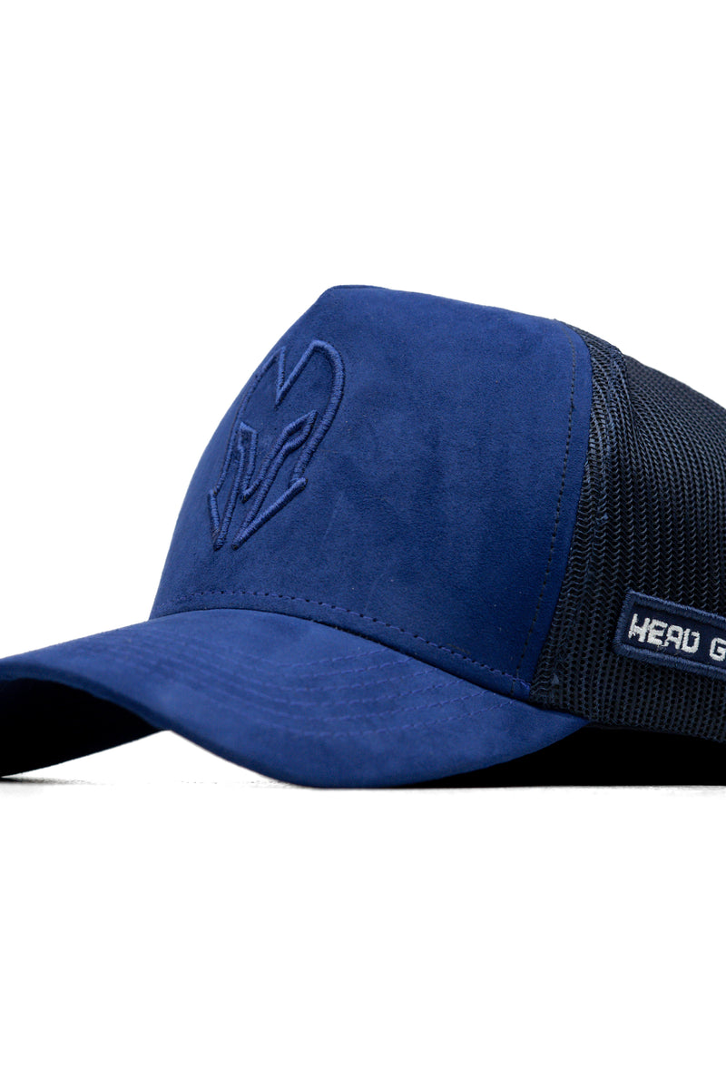 HEAD GEAR BLUE SUPER SUEDE TRUCKER CAP