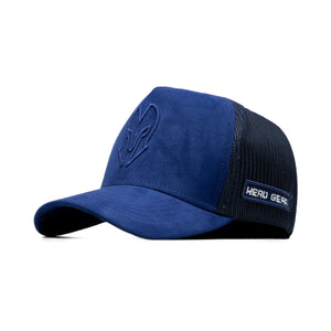 HEAD GEAR BLUE SUPER SUEDE TRUCKER CAP