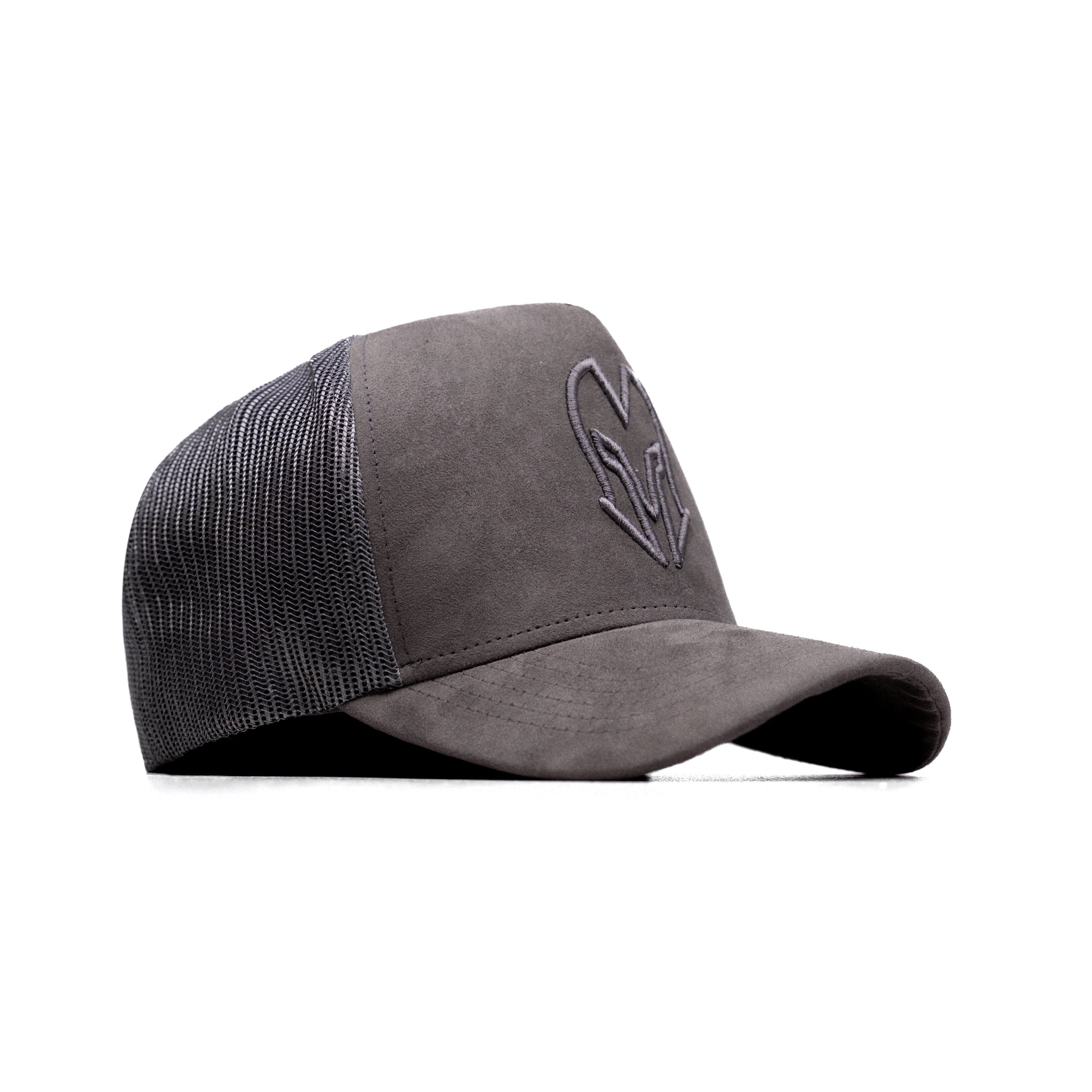 HEAD GEAR GREY SUPER SUEDE TRUCKER CAP