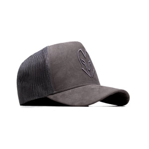HEAD GEAR GREY SUPER SUEDE TRUCKER CAP