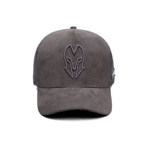 HEAD GEAR GREY SUPER SUEDE TRUCKER CAP