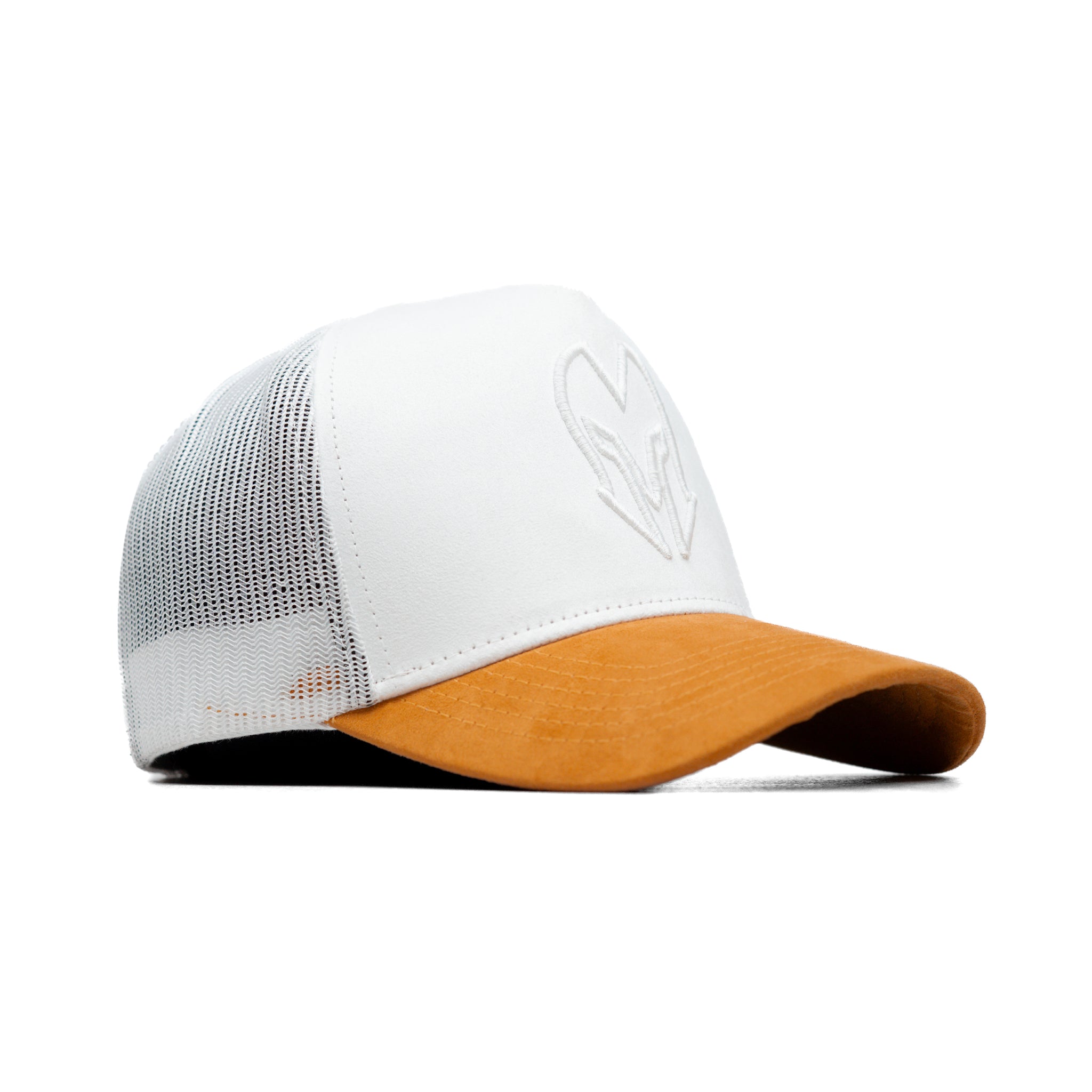 HEAD GEAR WHITE AND MUSTARD DUAL TONE TRUCKER CAP
