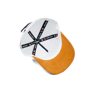 HEAD GEAR WHITE AND MUSTARD DUAL TONE TRUCKER CAP