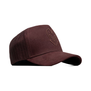 HEAD GEAR DARK CHOCOLATE SUPER SUEDE TRUCKER CAP