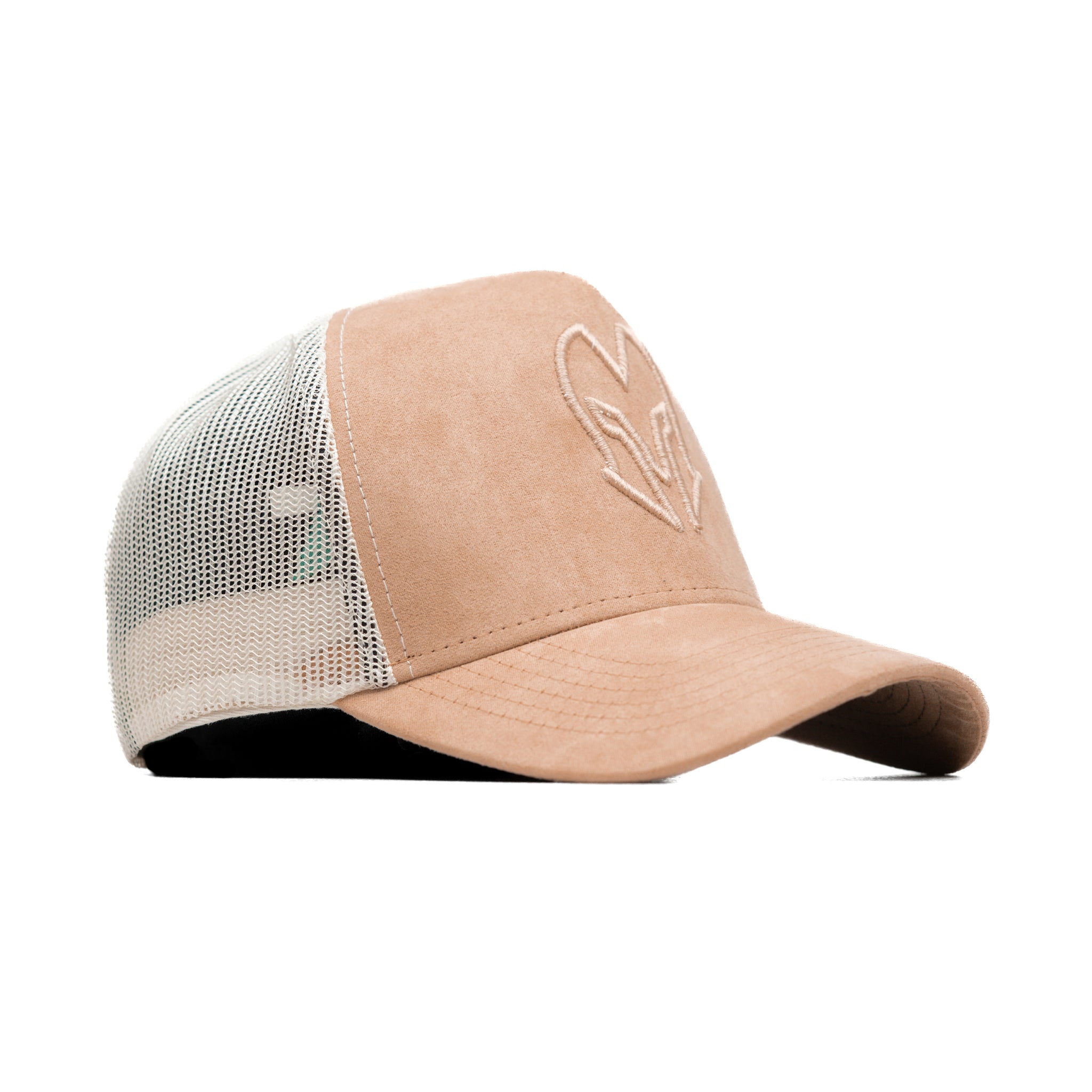HEAD GEAR BEIGE SUPER SUEDE TRUCKER CAP