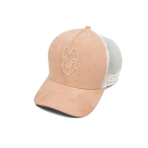 HEAD GEAR BEIGE SUPER SUEDE TRUCKER CAP