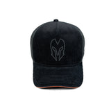 HEAD GEAR BLACK WITH ORANGE SANDWICH CORD TRUCKER CAP