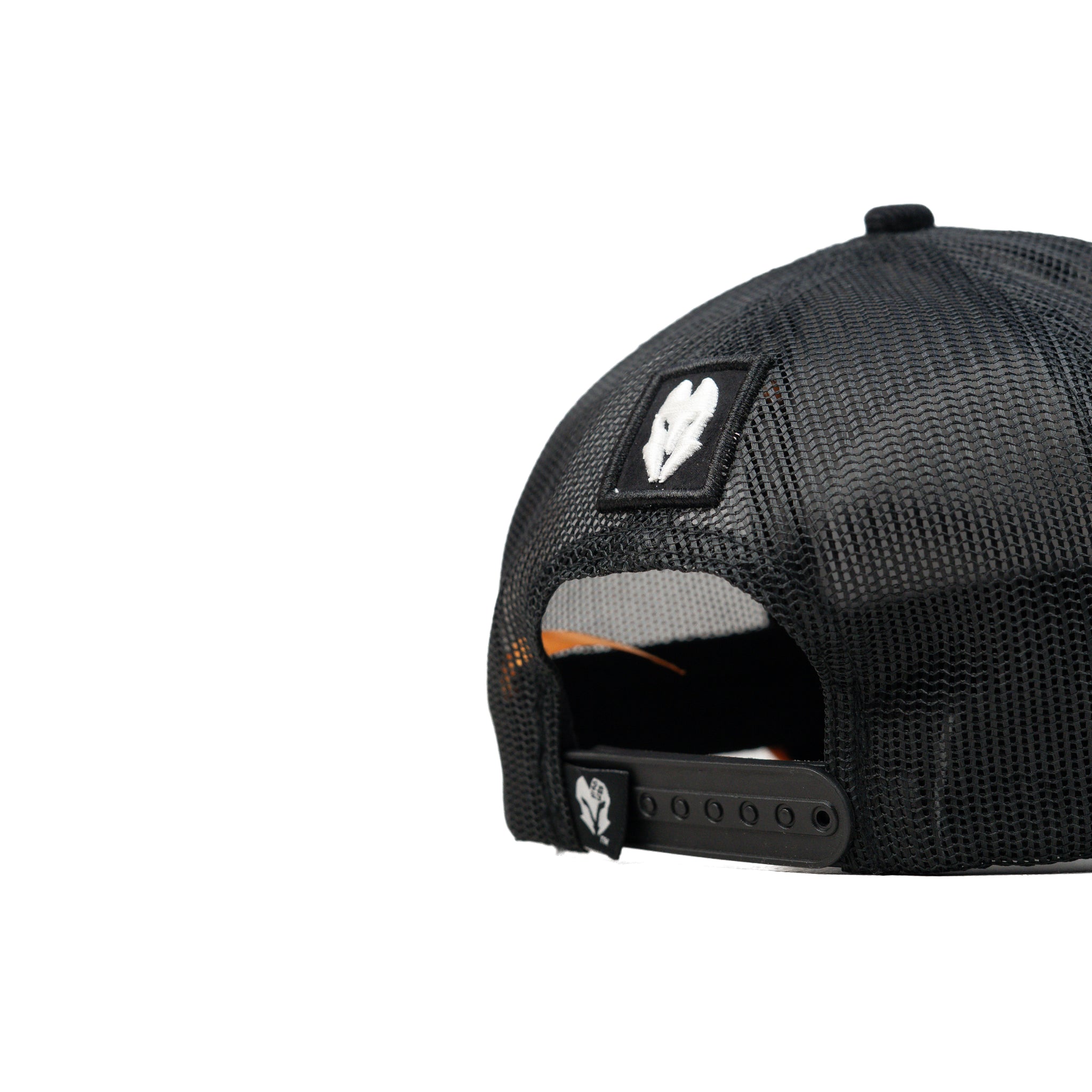HEAD GEAR BLACK WITH ORANGE SANDWICH CORD TRUCKER CAP