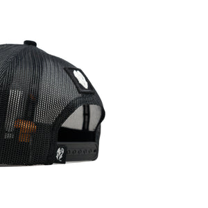 HEAD GEAR BLACK WITH ORANGE SANDWICH CORD TRUCKER CAP
